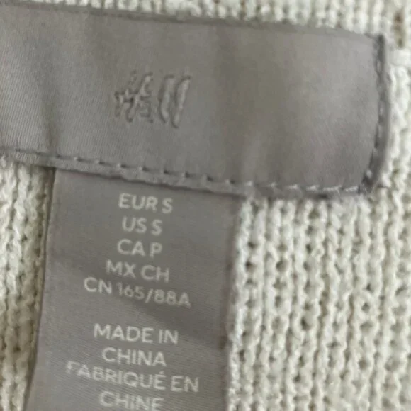 H & M women's navy and cream cardigan Size S business casual - Picture 4 of 6